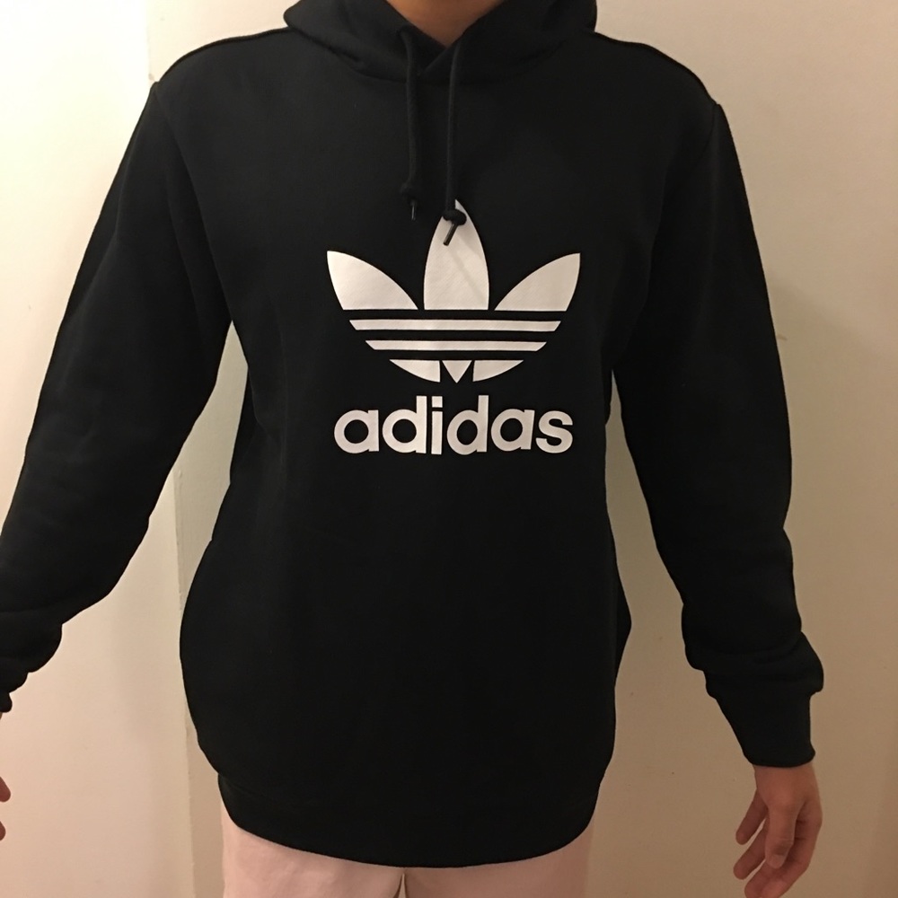 Adidas Originals Trefoil Black Hoodie Sz Small - Picture 6 of 8